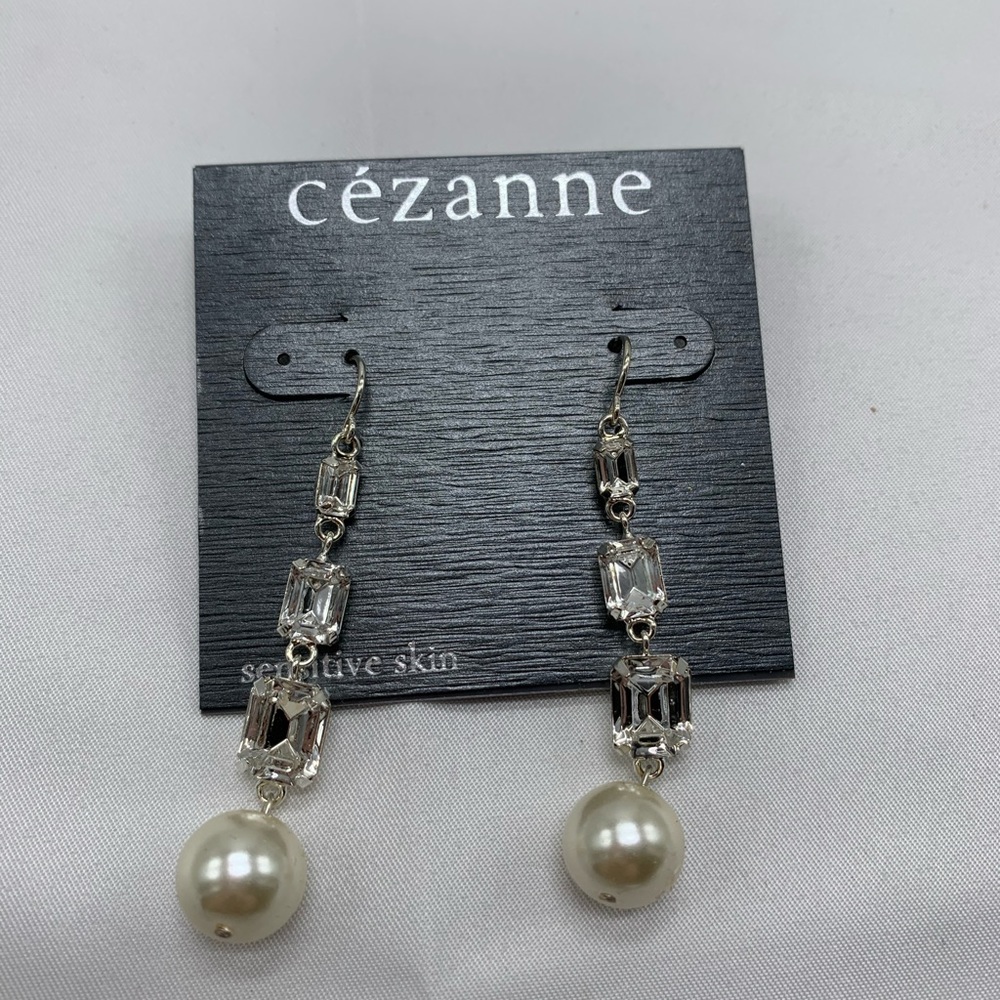 Earrings Cezanne Sensitive Skin Rhinestones Faux Pearl
